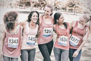 Women participating in breast cancer marathon