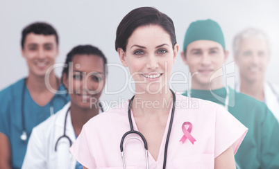 Composite image of breast cancer awareness ribbon