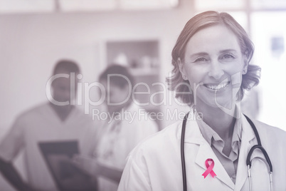 Composite image of breast cancer awareness ribbon