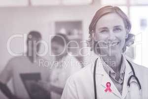 Composite image of breast cancer awareness ribbon