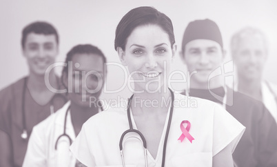 Composite image of breast cancer awareness ribbon