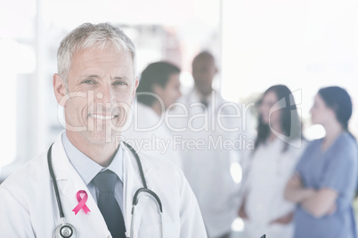 Composite image of breast cancer awareness ribbon