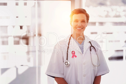 Composite image of breast cancer awareness ribbon