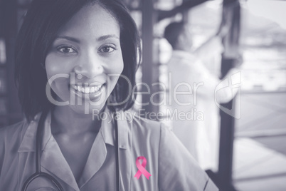 Composite image of breast cancer awareness ribbon