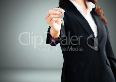 Woman Holding key in front of vignette