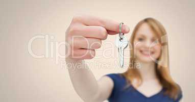 Woman Holding key in front of vignette