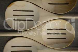 Close up of spatulas on table
