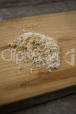Close up of flour on cutting board