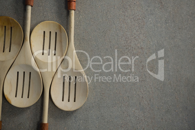 Overhead view of spatulas on table