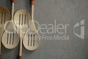 Overhead view of spatulas on table