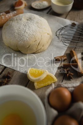 Kneaded dough with various ingredients