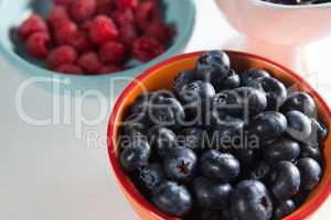 Close-up of blueberries in bowl