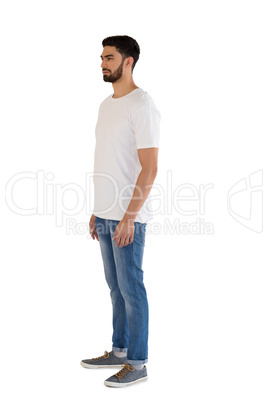 Man posing against white background