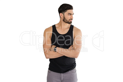 Handsome man posing against white background