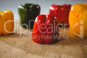 Close up of carved colorful bell peppers