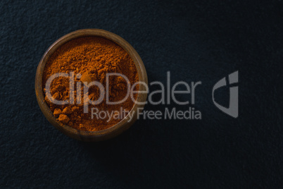 Chili powder spices in bowl