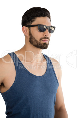 Handsome man posing against white background