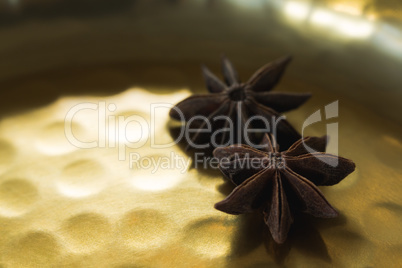 Two star anise in plate