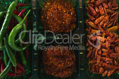 Various spices in plastic bowl