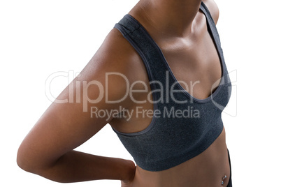 Female athlete wearing sports bra