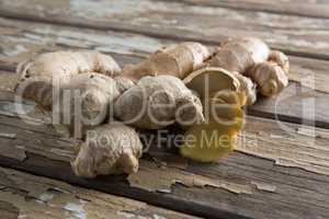 Close up of gingers on damaged table