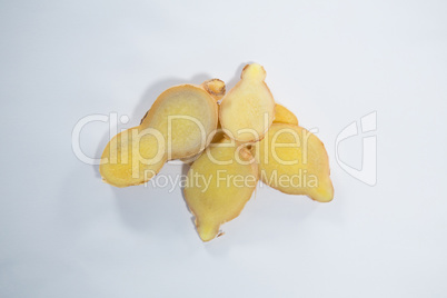 Overhead view of peeled gingers