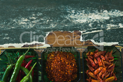 Various spices in plastic bowl