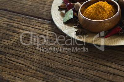 Various type of spices in bowl