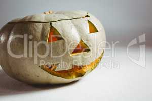 White jack o lantern on white background