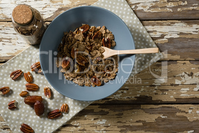 Bowl of wheat flakes and date palm