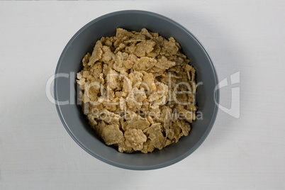 Bowl of wheat flakes