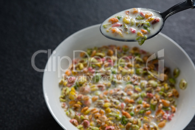 Cereal rings soaked in milk