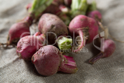 Close-up of red radishes