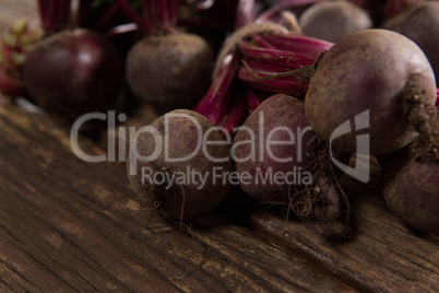 Close-up of fresh organic beetroots