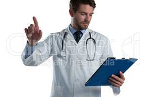 Male doctor using invisible screen