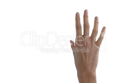 Womans hand using invisible screen