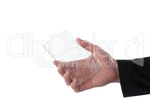 Cropped hand of businessman using interface