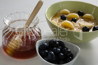 Healthy breakfast on white background