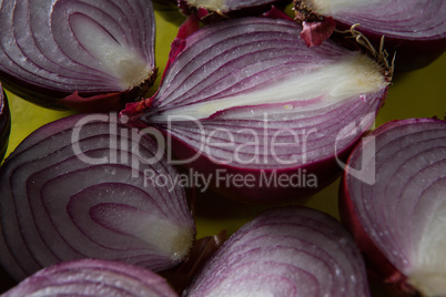 Fresh halved onions