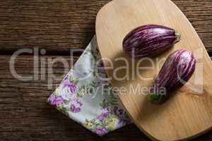 Eggplant on chopping board