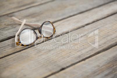 Close up of eyeglasses on table