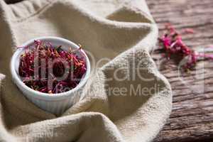 Chopped red cabbage in bowl