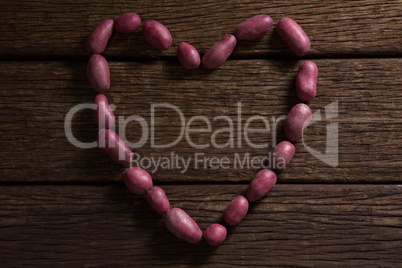 Sweet potatoes forming a heart shape