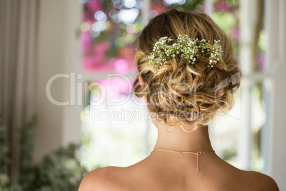 Close up of bride hair