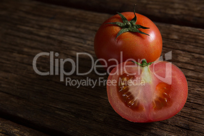 Tomato on wooden table