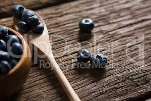 Blueberries on wooden table