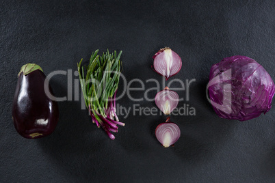 Various fresh vegetables on black background