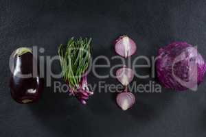 Various fresh vegetables on black background