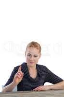 Businesswoman using invisible screen