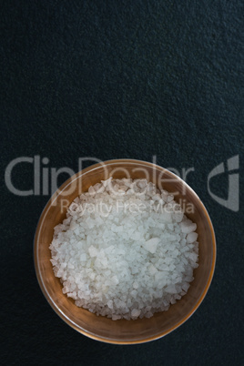 Sea salt in wooden bowl